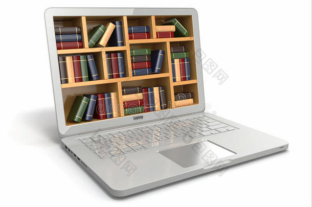 <strong>网络教育</strong>或<strong>网络</strong>图书馆。笔记本电脑和书籍。