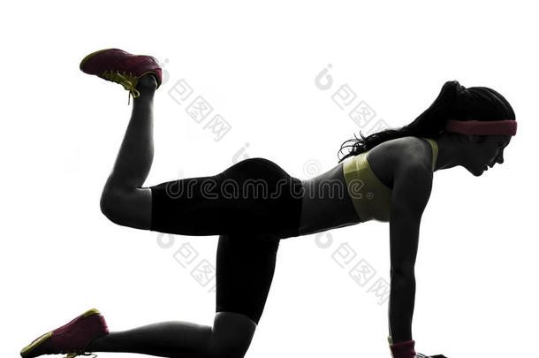 女子健身锻炼平<strong>板式</strong>体位轮廓