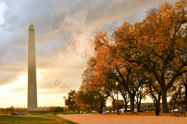 华盛顿特区，秋天的华盛顿纪念碑