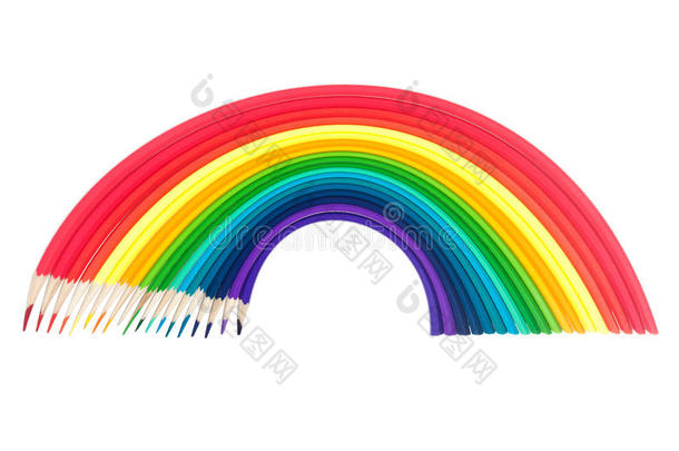 那套铅笔弯曲成彩虹