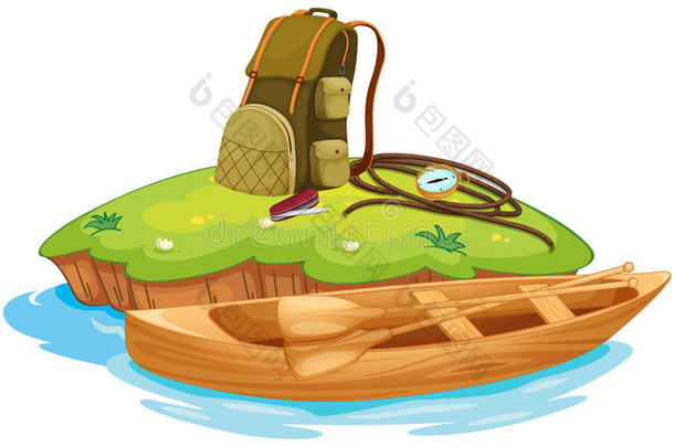 野营用的贵重物品和独木舟