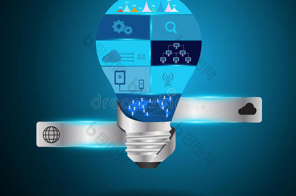 现代科技的矢量创意灯泡理念