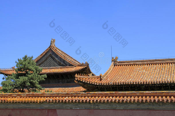 中国清朝东陵的屋顶和墙壁