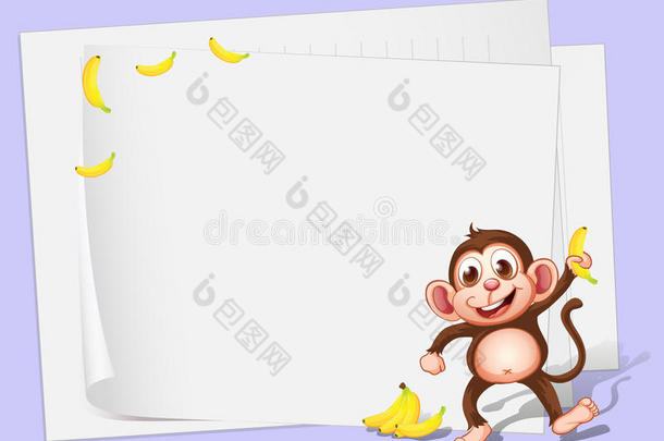 带猴子和香蕉的空纸