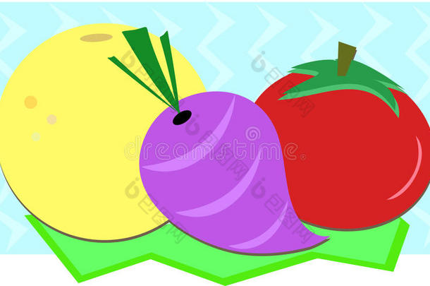 葡萄柚、萝卜和西红柿的混合物