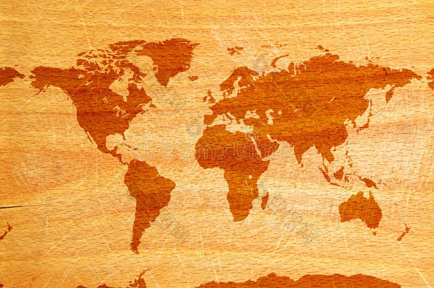 木背景世界地图