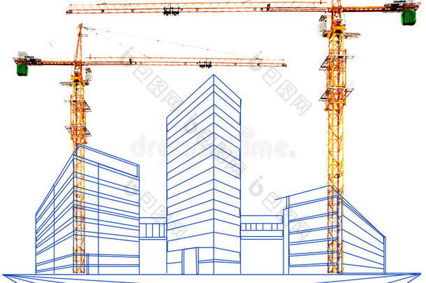 起重机与建筑施工中的<strong>两点</strong>透视