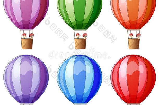 六个<strong>彩色热气球</strong>