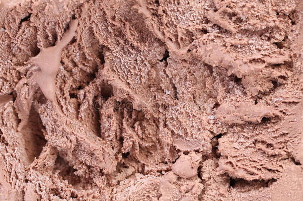 巧克力冰淇淋宏观细致的质地。