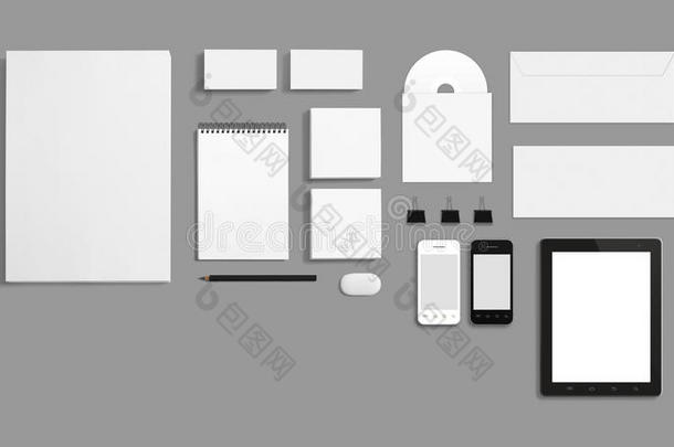 空白<strong>信纸</strong>公司id<strong>模板</strong>隔离在灰色上