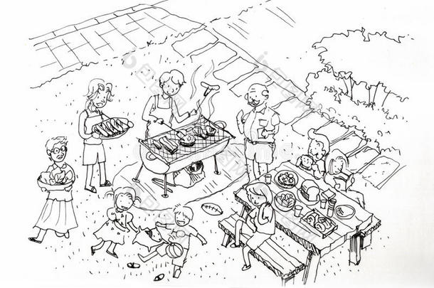 院子里的烧烤派对插图