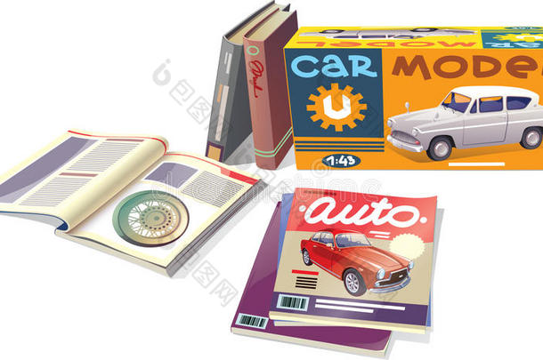 杂志、书籍和汽车模型
