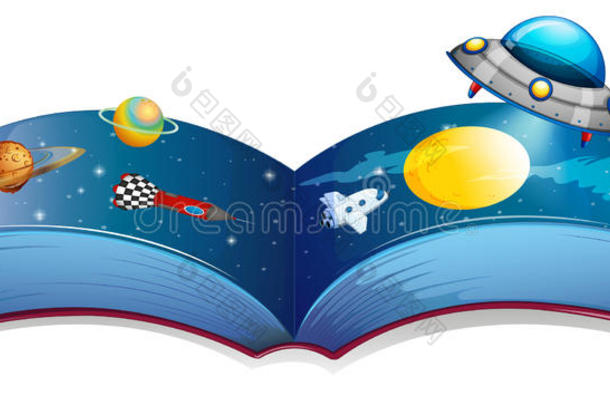 有宇宙飞船和行星图像的书