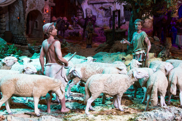 牧羊人和一群羊