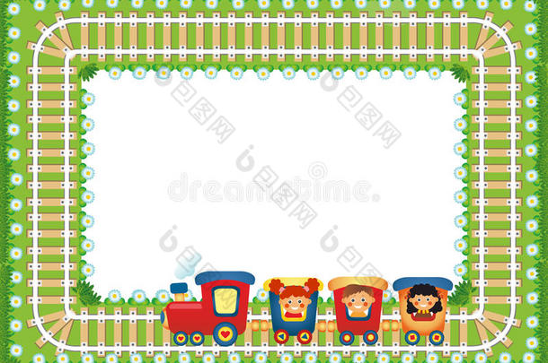 框架与儿童乘坐火车