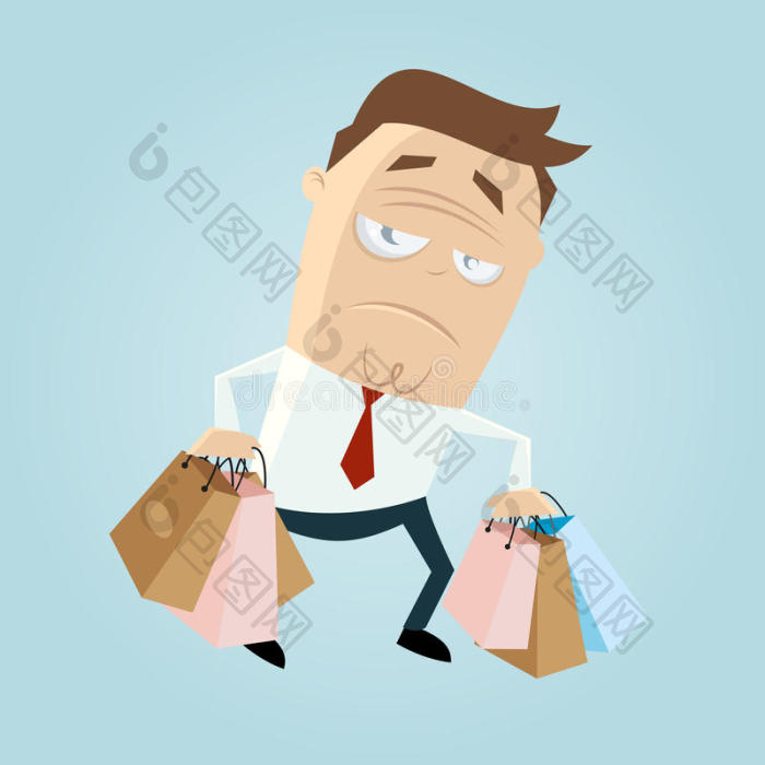 恼火的卡通人拎包图片-包图网企业站