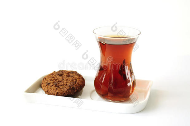 传统玻璃土耳其茶配曲奇