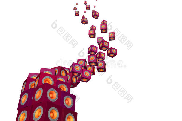 党的声音系统低音扬声器漂浮在白色
