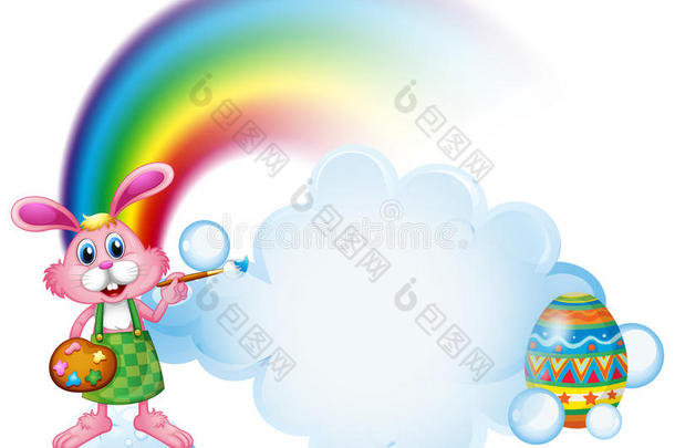 彩虹附近的兔子画