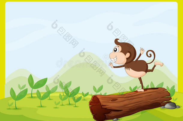 在木头上跳舞的猴子