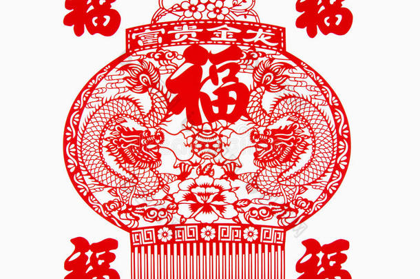 龙与吉祥物的中国<strong>彩灯插画</strong>