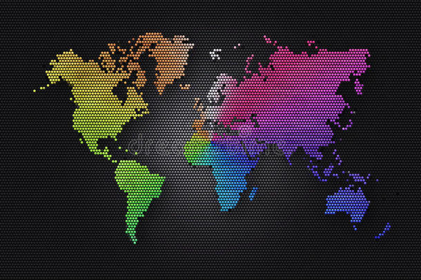 抽象背景深灰色球体与彩虹世界图