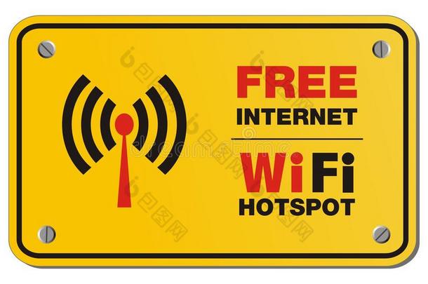 免费互联网wifi热点黄色标志-矩形标志