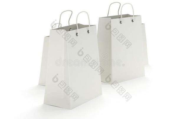 四个经典白色购物袋（3d渲染）