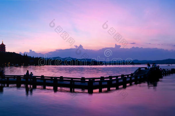 中国杭州西湖黄昏