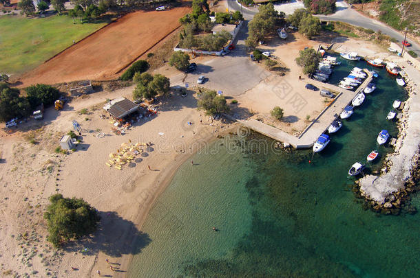 希腊克里特岛查尼亚阿吉奥斯奥努弗里奥斯海滩航空摄影