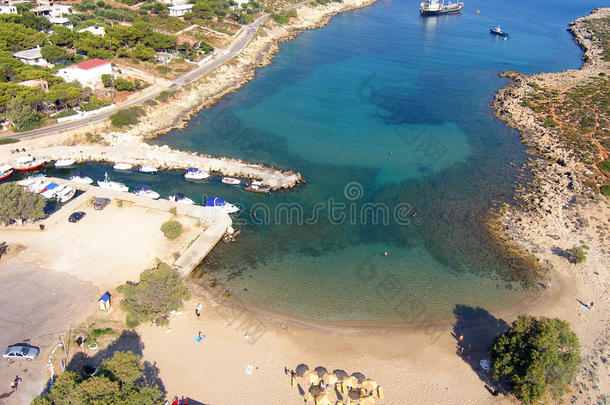 希腊克里特岛查尼亚阿吉奥斯奥努弗里奥斯海滩航空摄影