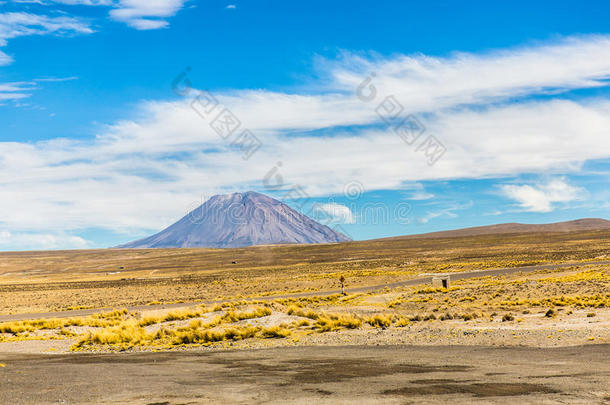火山。安第斯山脉，库斯科-普诺路，秘鲁，南美洲。4910米以上。世界上最长的大陆山脉