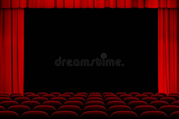 带舞台、窗帘和座位的剧院礼堂