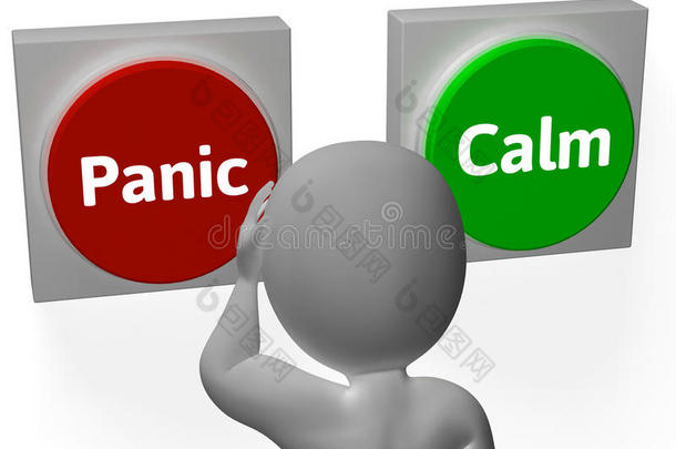 恐慌-平静按钮表示担忧或平静