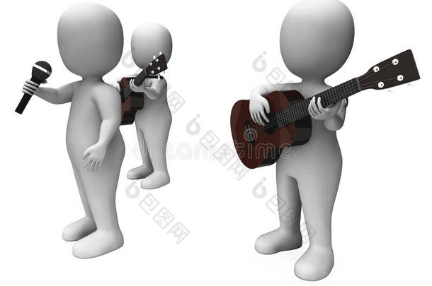 歌手和吉他手表演舞台乐队音乐会或表演