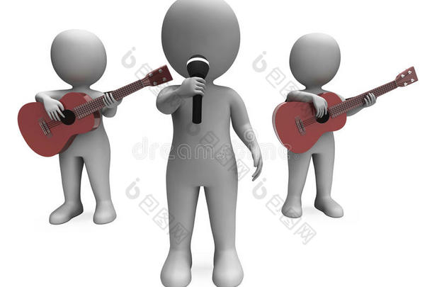歌手和吉他手<strong>表演乐队</strong>音乐会或<strong>表演</strong>