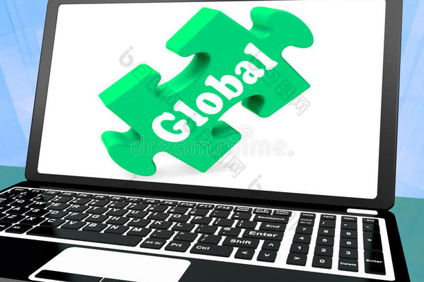 全球笔记本电脑展示全球国际全球化连接