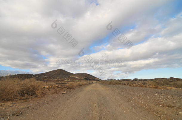 沙漠中的沙石路