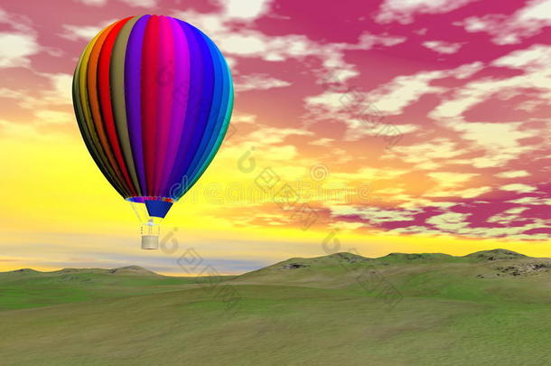 彩色热气球-三维渲染