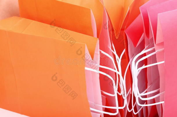 购物橙色礼品袋隔离