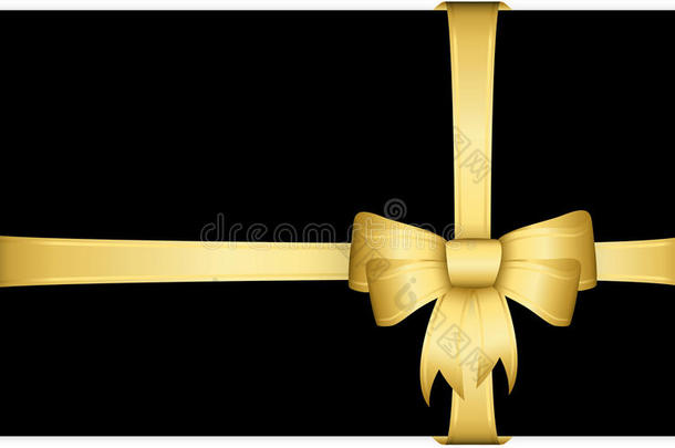 带丝带的金色礼品蝴蝶结