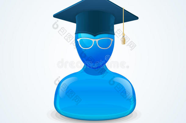 教育图标与毕业学生在帽子