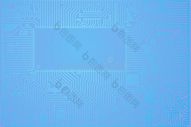 高科技矢量抽象蓝色电路板背面