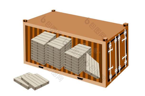 集装箱里的一堆<strong>木托盘</strong>