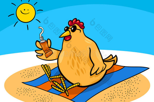 海滩<strong>卡通</strong>上的鸡肉