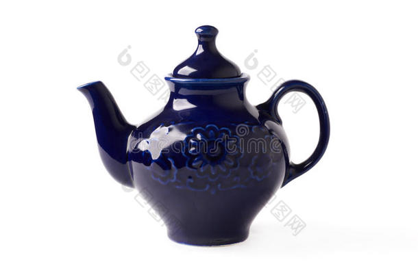 白底青瓷茶壶