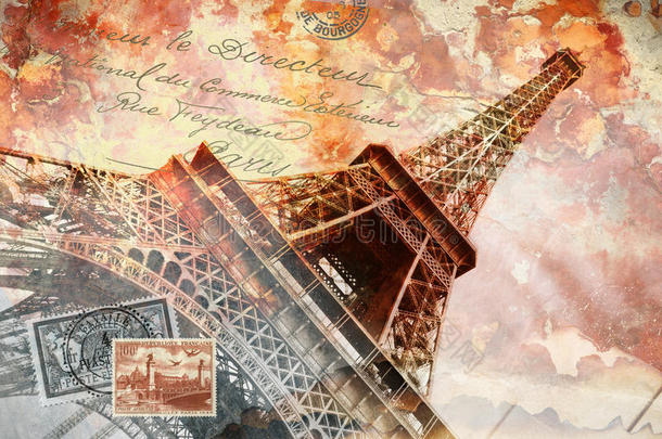 巴黎埃菲尔铁塔抽象数字艺术