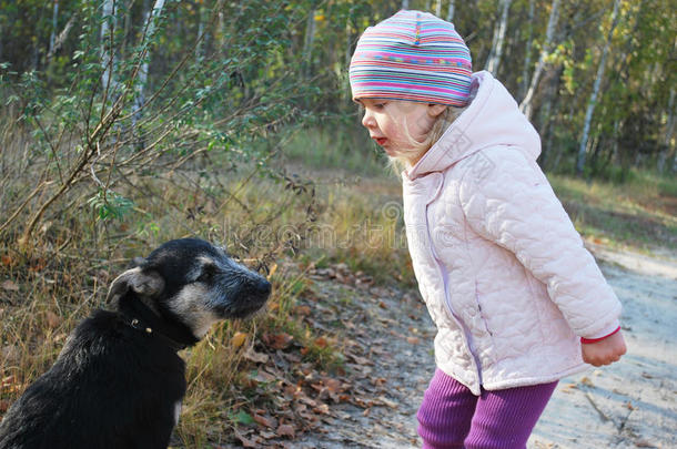 <strong>所以</strong>！听我说！在桦树林里训练一只小狗小女孩。