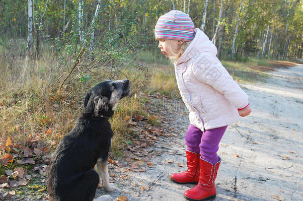 所以！听我说！在桦树林里训练一只小狗小女孩。