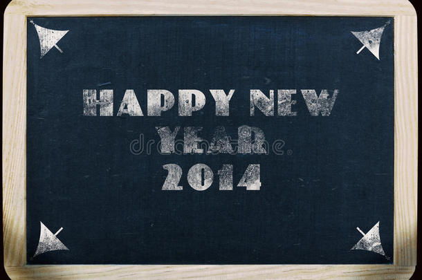 黑板上的2014新年祝福